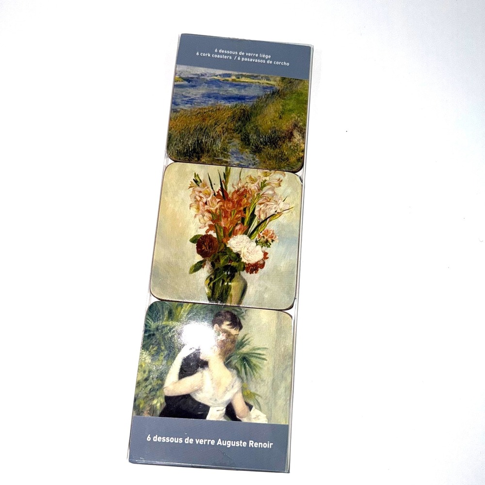 Pierre-Auguste Renoir (set of 6) Drink Coasters Cork Back‎ Impressionist Style